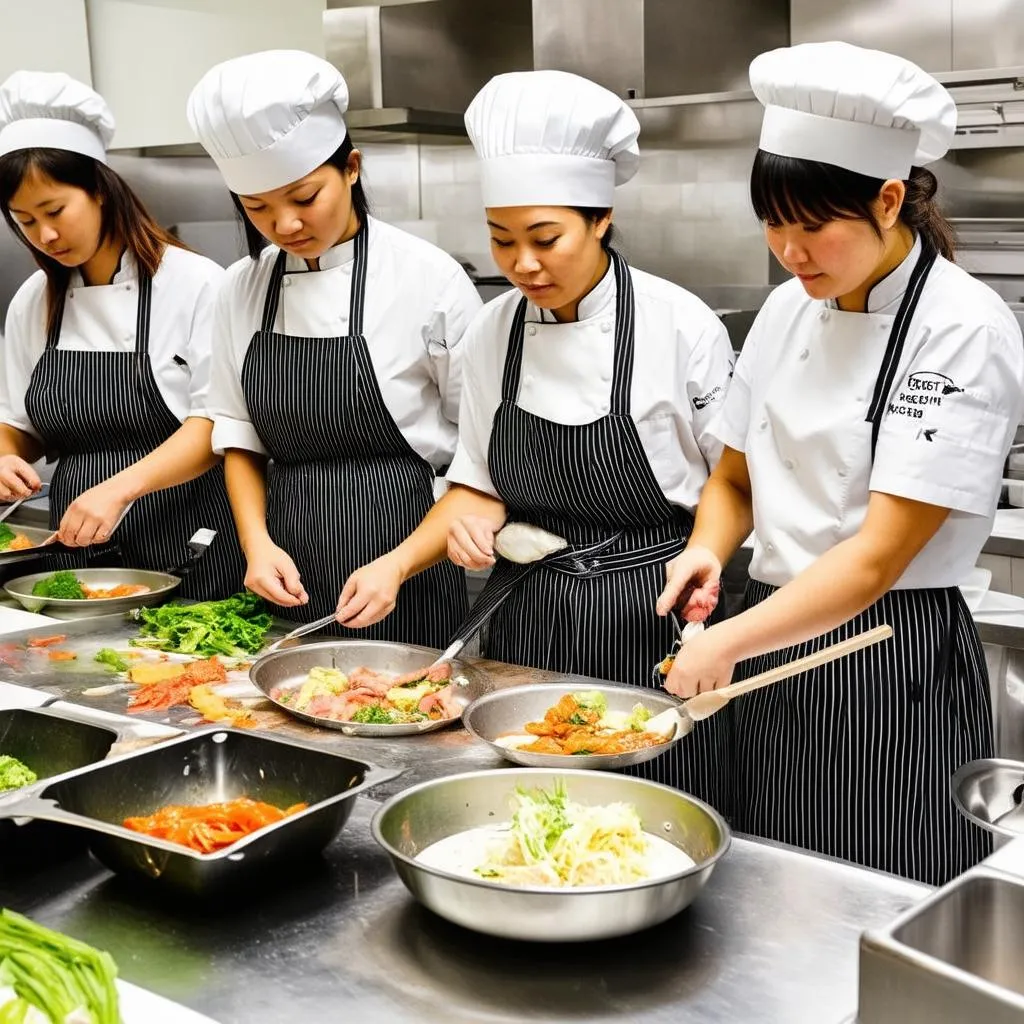 Culinary arts students at Saigontourist Hospitality College